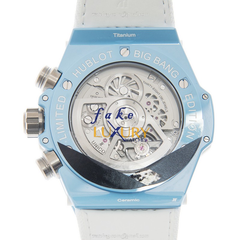 - HUB411EX5120NR - Hublot BIG BANG Automatic Ceramic Replica Watch - White Leather Strap - Image 3