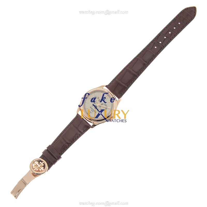 Patek Philippe 5146R-001 Replica Watch Automatic Movement White Dial 18kt Rose Gold Case Brown - Image 2