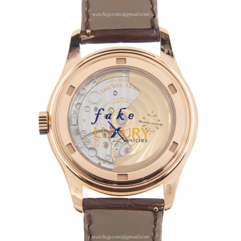 Patek Philippe 5146R-001 Replica Watch Automatic Movement White Dial 18kt Rose Gold Case Brown - Image 3