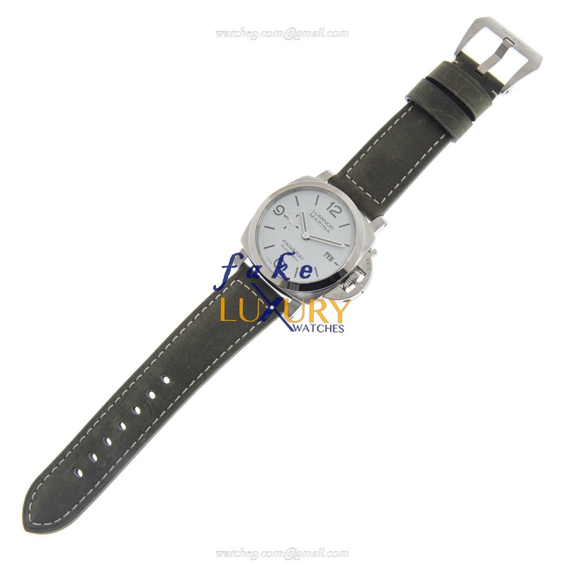 Panerai PAM01314 LUMINOR MARINA Automatic Swiss Movement Replica Watch - White Dial, Green Leather - Image 2