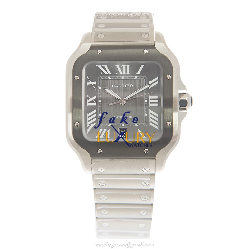 Cartier WSSA0037 Santos Automatic Stainless Steel Replica Watch - Gray Dial, Silver Strap - Image 2