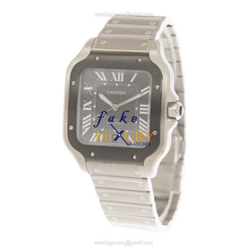 Cartier WSSA0037 Santos Automatic Stainless Steel Replica Watch - Gray Dial, Silver Strap - Image 3