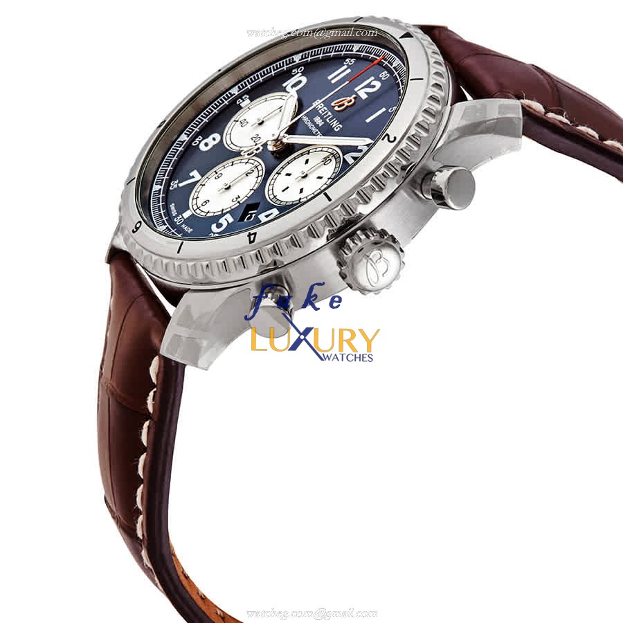 AB0119131C1P4 - Breitling Aviator 8 Replica Watch Automatic Blue Dial Brown Leather Strap - Image 2