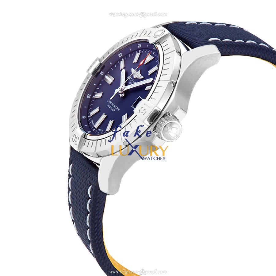 Breitling A17318101C1X2 Avenger II Replica Watch, Automatic, Blue Dial, Steel Case, Leather Strap - Image 2