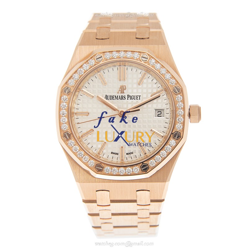 Audemars Piguet 77351OR.ZZ.1261OR.01 Automatic 34mm Silver Dial Rose Gold Replica Watch - Image 2