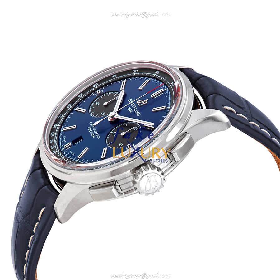 Breitling Premier AB0118A61C1P1 Replica Watch With Blue Dial, Steel Case, Alligator Strap - Image 2