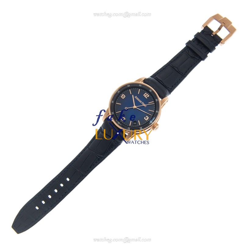 Audemars Piguet 15210OR.OO.A028CR.01 | Automatic | 18kt Rose Gold | Dark Blue Alligator | Replica - Image 2
