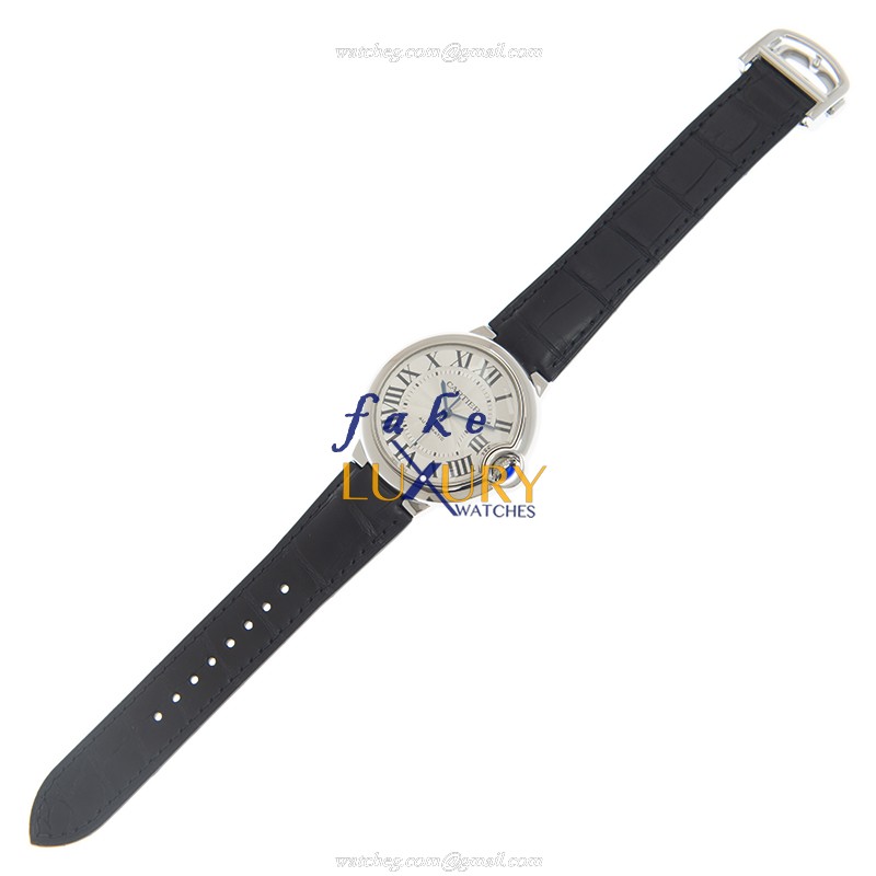 Cartier WSBB0028 BALLON BLEU Automatic Stainless Steel Replica Watch, 36mm Silver Dial, Leather - Image 2