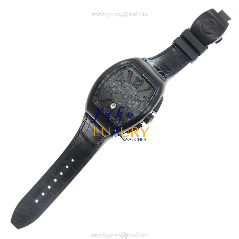 Franck Muller Vanguard V 45 CC DT TT.NR.BR.NR Automatic Titanium Black Dial Leather Replica Watch - Image 2