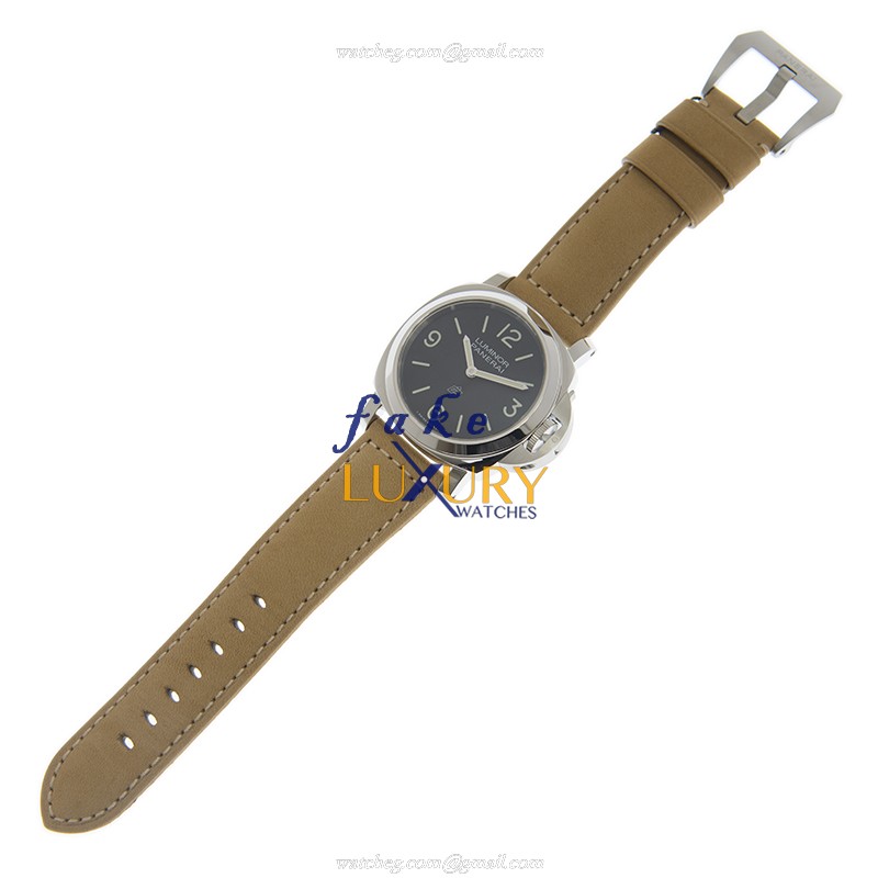 Panerai PAM01086 Replica Watch, Luminor Logo Manual Wind, 44mm Steel Case, Black Dial, Brown Leather - Image 2