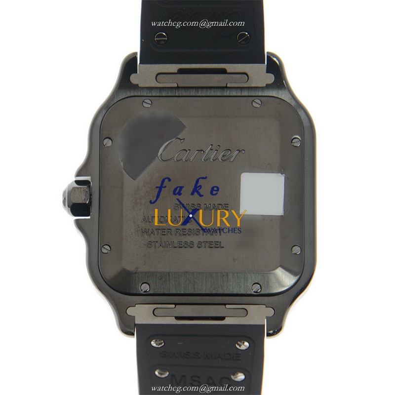 Cartier WSSA0039 SANTOS Automatic Stainless Steel Replica Watch, Swiss Movement, Black Dial, Rubber - Image 3