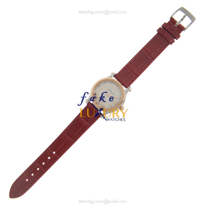 Chopard 278573-6026 HAPPY SPORT Auto 18kt Rose Gold Replica Watch, Swiss Movement, Silver Dial - Image 2