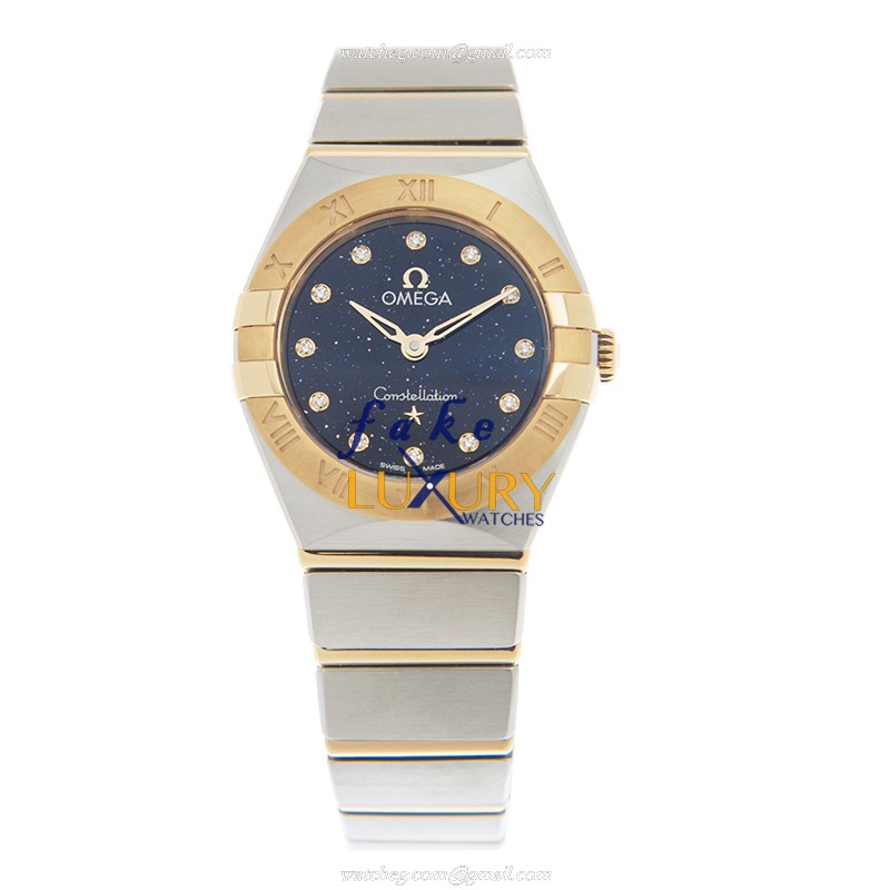 Omega Constellation 131.20.25.60.53.001 Quartz 18kt Gold & Steel Blue Dial Replica Watch - Image 2