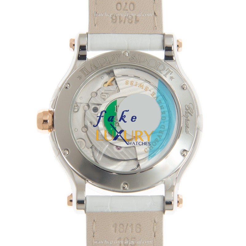 Chopard 278559-6020 Happy Sport Replica Watch, Silver Dial, Rose Gold & Steel Case, Automatic - Image 3
