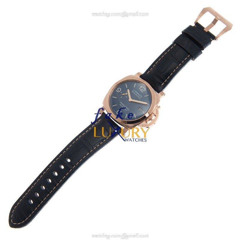 Panerai PAM01112 LUMINOR MARINA - Manual Wind - 44mm Steel Case - Blue Dial - Leather Strap - Image 2