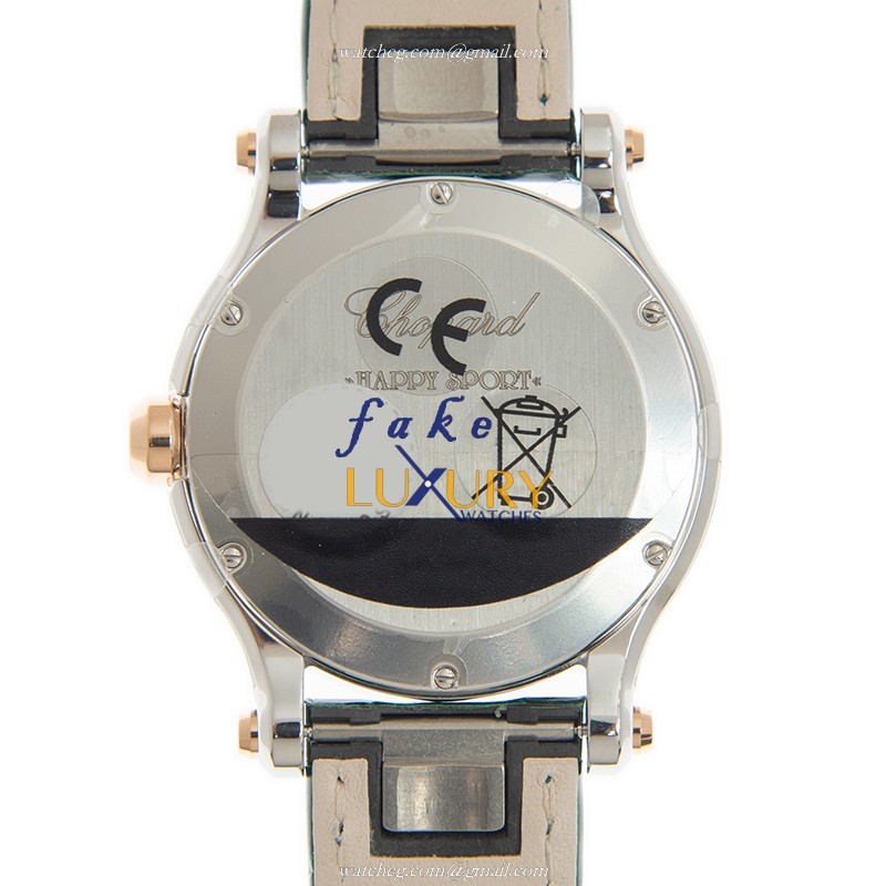 Chopard 278582-6007 Happy Sport Quartz 18kt Rose Gold Green Dial Leather Strap Replica Watch - Image 3