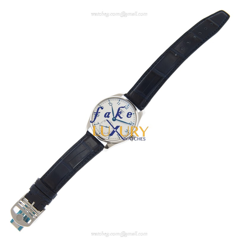 IWC Portuguese IW358304 Replica Watch, Automatic Movement, Silver Dial, Blue Alligator Strap - Image 2
