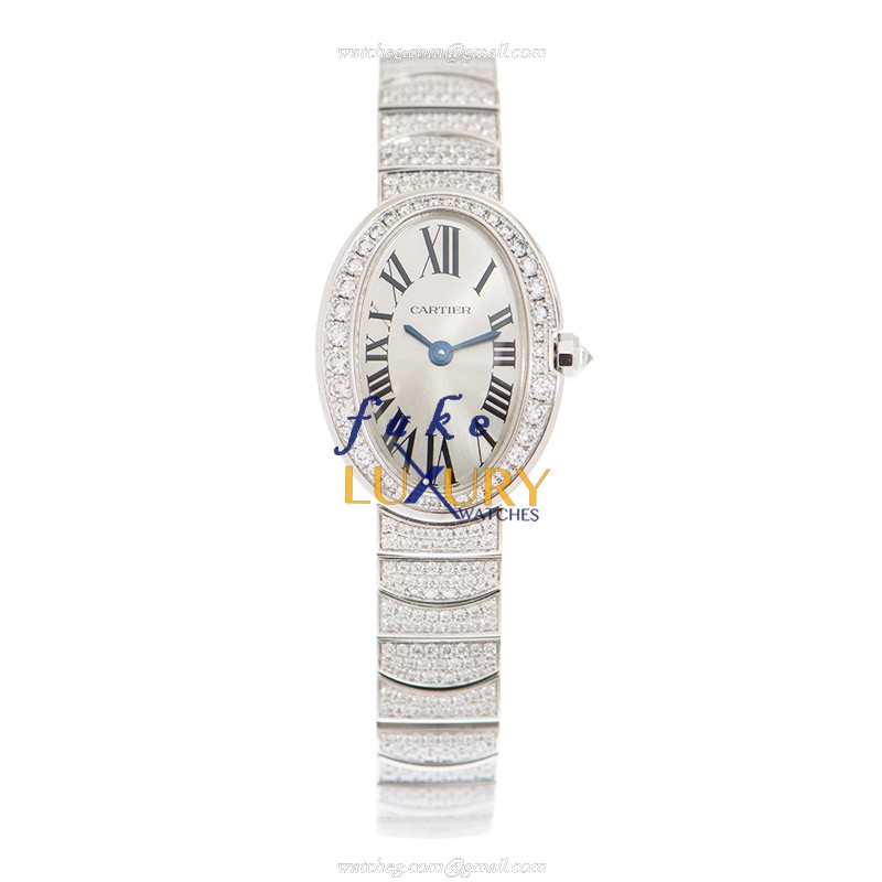 Cartier HPI00327 Baignoire Replica Watch, Quartz Movement, 18kt White Gold & Diamond Case, Silver - Image 2