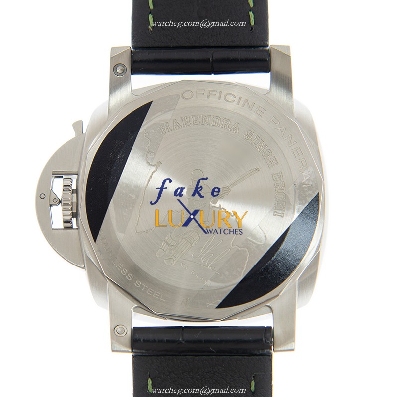 Panerai PAM01056 LUMINOR Automatic GMT Green Dial Black Alligator Steel Case Replica Watch - Image 3
