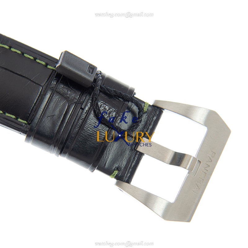 Panerai PAM01056 LUMINOR Automatic GMT Green Dial Black Alligator Steel Case Replica Watch - Image 4