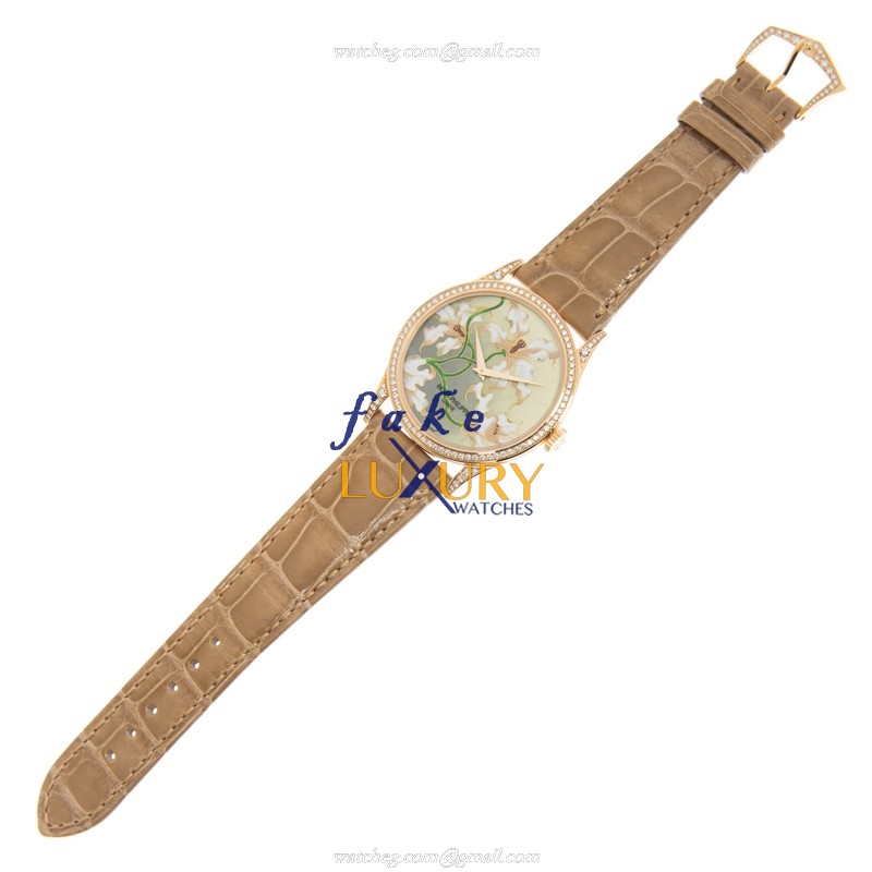 Patek Philippe 5077/100R-036 Replica Watch, Light Brown Dial, Rose Gold & Diamonds Case, Automatic - Image 2