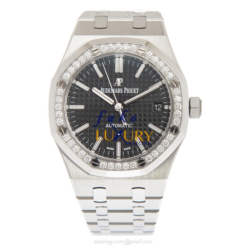 Audemars Piguet 15451ST.ZZ.1256ST.01 Replica Watch, Automatic, Black Dial, Steel & Diamonds Case - Image 2