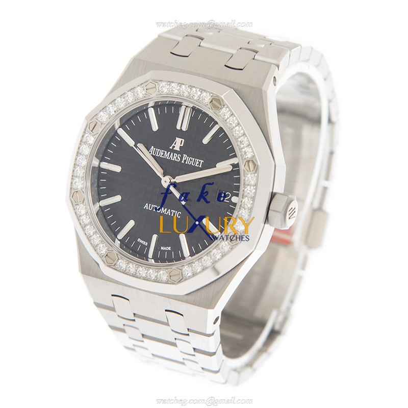 Audemars Piguet 15451ST.ZZ.1256ST.01 Replica Watch, Automatic, Black Dial, Steel & Diamonds Case - Image 3
