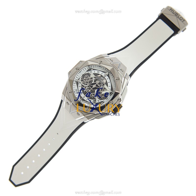 Hublot 418.NX.2001.RX.MXM20 Replica Watch, Automatic Movement, Titanium Case, White Dial & Rubber - Image 2