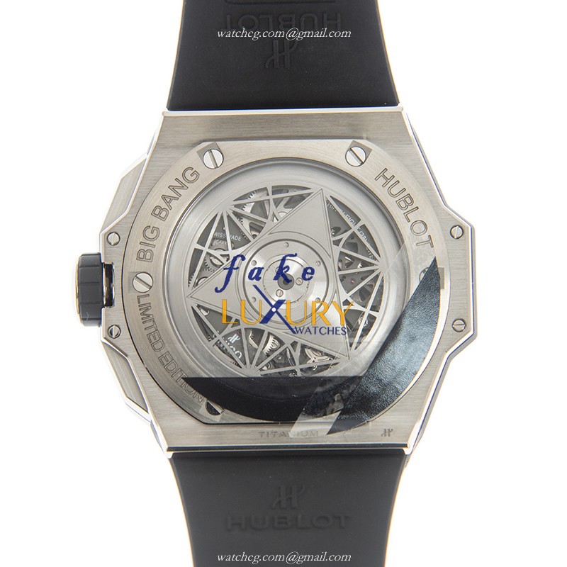 Hublot 418.NX.2001.RX.MXM20 Replica Watch, Automatic Movement, Titanium Case, White Dial & Rubber - Image 3