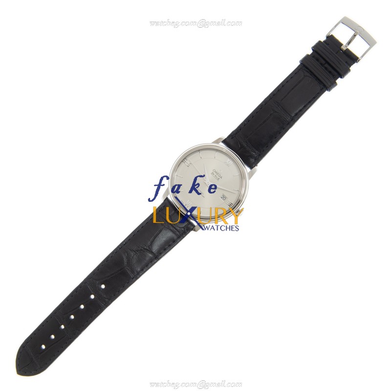 Omega 424.13.40.20.02.001 Swiss Automatic Stainless Steel Replica Watch, Black Leather Strap - Image 2