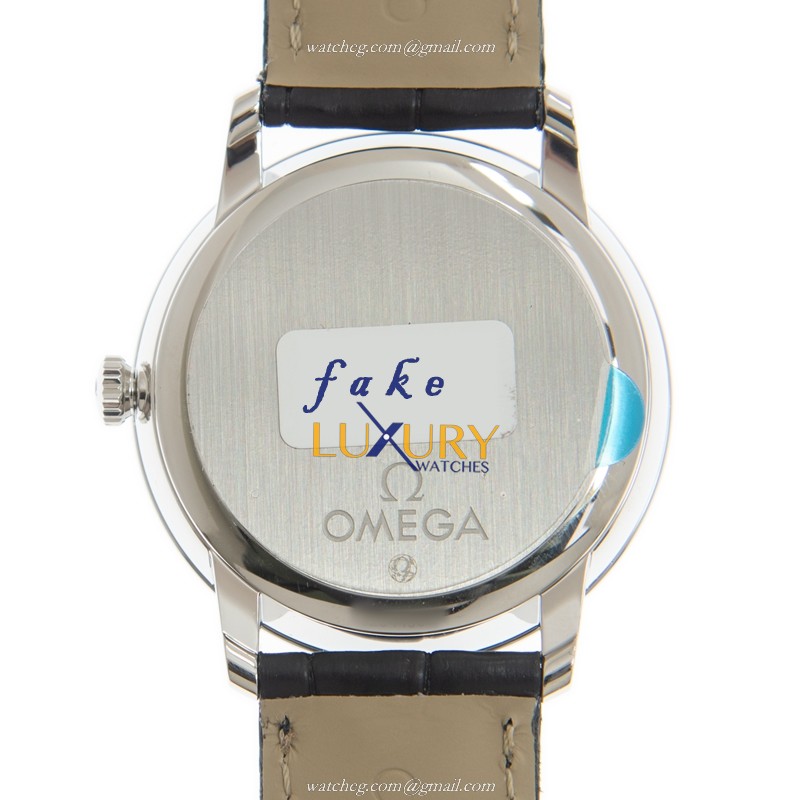 Omega 424.13.40.20.02.001 Swiss Automatic Stainless Steel Replica Watch, Black Leather Strap - Image 3