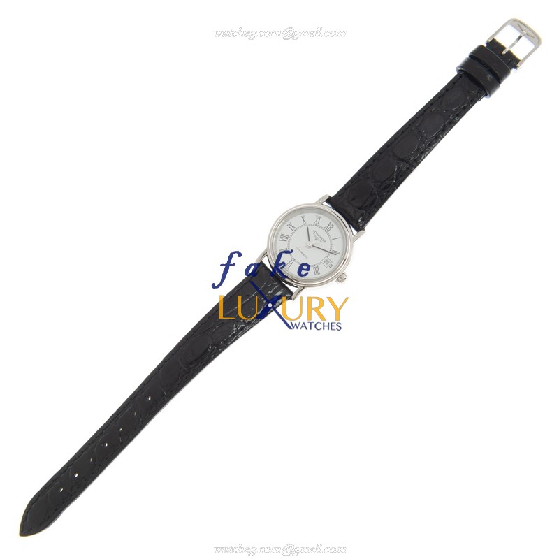 Longines L4.321.4.11.2 Replica Watch, Automatic, White Dial, Stainless Steel Case, Black Leather - Image 2