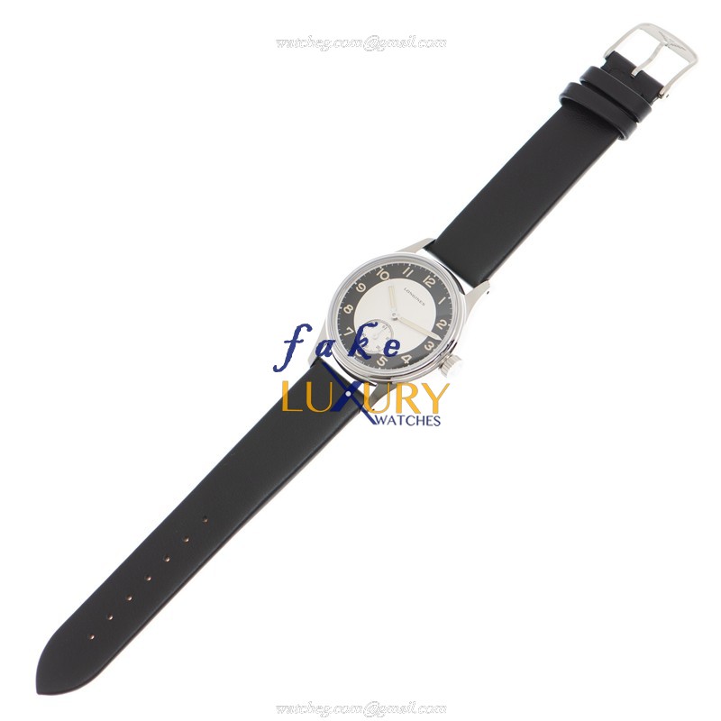 Longines L2.330.4.93.0 Replica Watch, Automatic, Stainless Steel, Black Dial, Leather Strap - Image 2