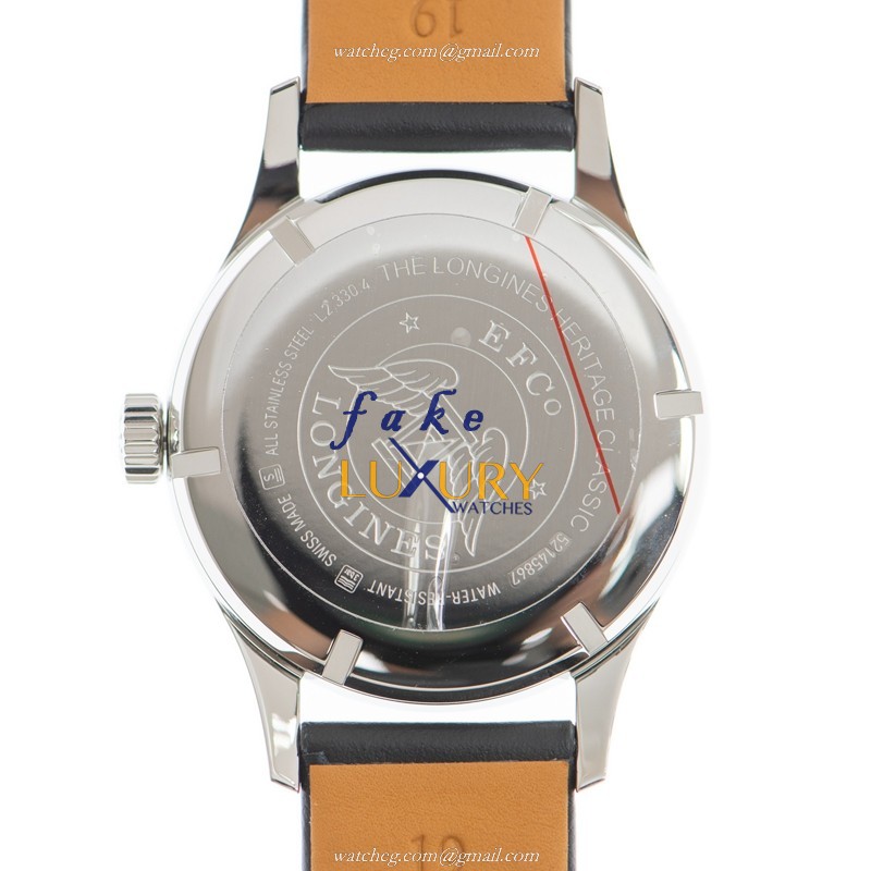 Longines L2.330.4.93.0 Replica Watch, Automatic, Stainless Steel, Black Dial, Leather Strap - Image 3