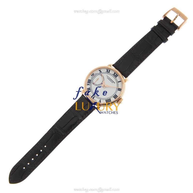 Chopard L.U.C 161963-5001 18kt Rose Gold Manual Wind Watch - Replica - White Dial - Brown Leather - Image 2