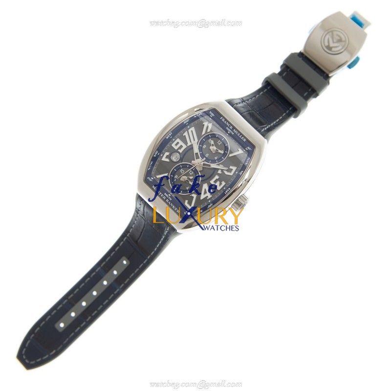 Franck Muller Vanguard Replica Watch V 45 MB SC DT AC.BU Automatic Gray Dial Blue Leather Strap - Image 2
