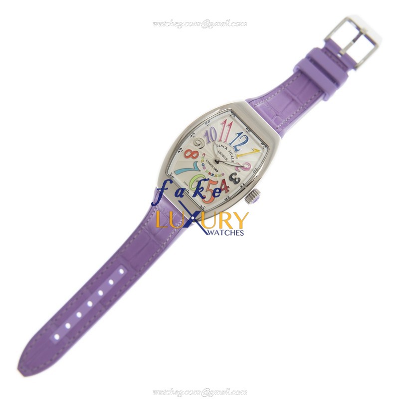 Franck Muller V 32 QZ COL DRM AC.VL - Replica Watch - Quartz - Steel Case - White Dial - Purple - Image 2