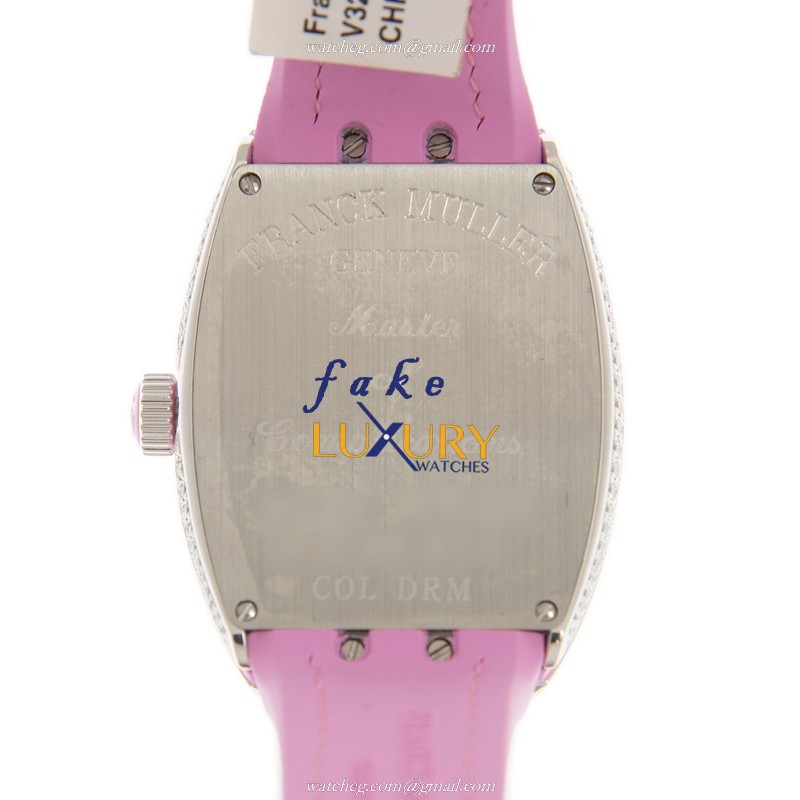 Franck Muller V 32 QZ D CD COL DRM AC.RS Vanguard Replica Watch, Quartz, Silver Dial, Pink Leather - Image 3