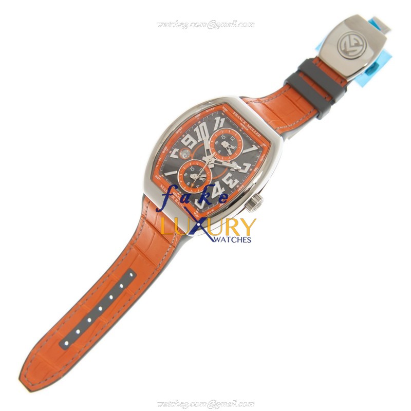 Franck Muller V45 MB SC DT AC.OR Vanguard Auto Stainless Steel Replica Watch 44mm Gray Dial Orange - Image 2