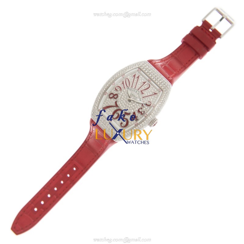 Franck Muller V 35 QZ D CD AC.RG Vanguard Replica Watch, Quartz, Silver Dial, Steel Diamonds Case - Image 2
