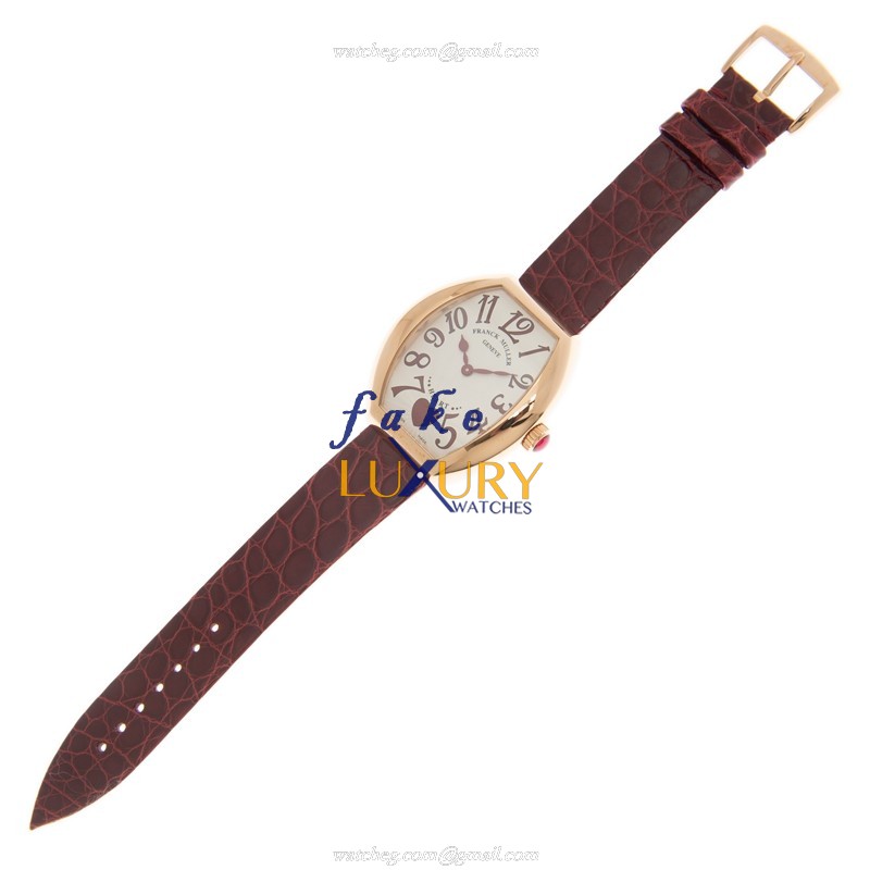 Franck Muller 5002 M QZ C 6H 5N-RED STRAP Replica Watch, Quartz, White Dial, 18kt Rose Gold Case - Image 2