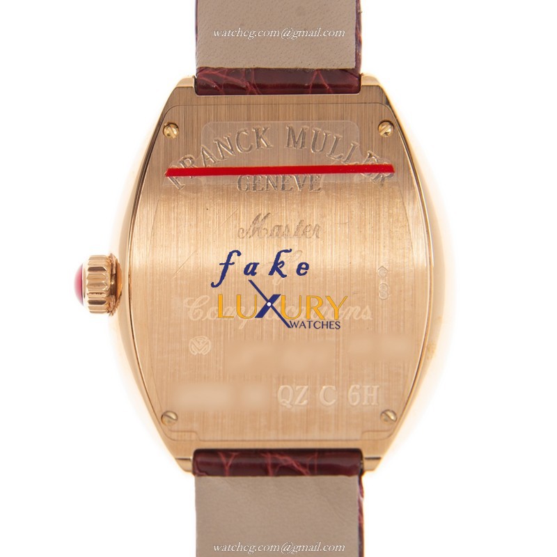 Franck Muller 5002 M QZ C 6H 5N-RED STRAP Replica Watch, Quartz, White Dial, 18kt Rose Gold Case - Image 3