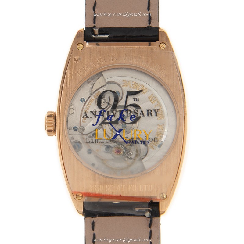 Franck Muller 2850 SC AT FO 25TH LTD 5N Automatic 18kt Rose Gold White Dial Leather Replica Watch - Image 3