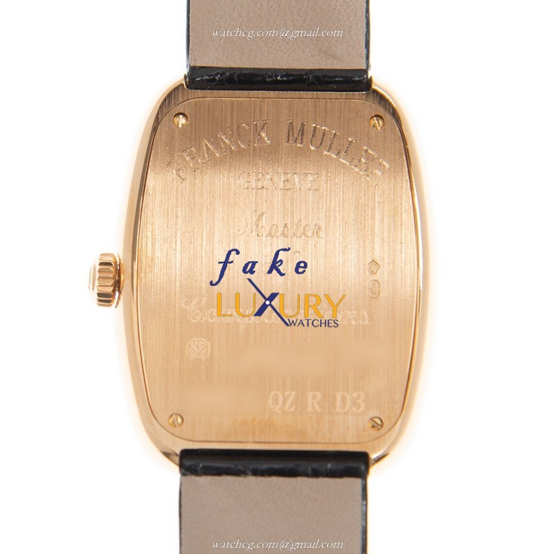 Franck Muller 3002 L QZ R D3 5N GALET Quartz Rose Gold Replica Watch 28mm 18kt Case Black Leather - Image 3