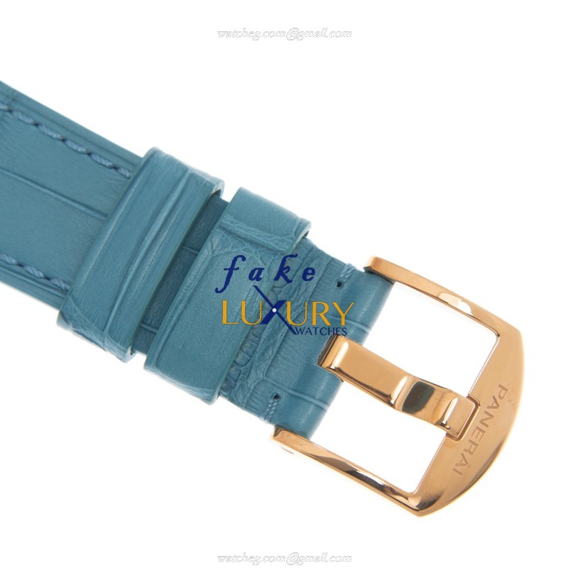 Panerai PAM00741 LUMINOR DUE Manual Wind 18kt Rose Gold - Beige Dial - Light Blue Alligator Strap - Image 4