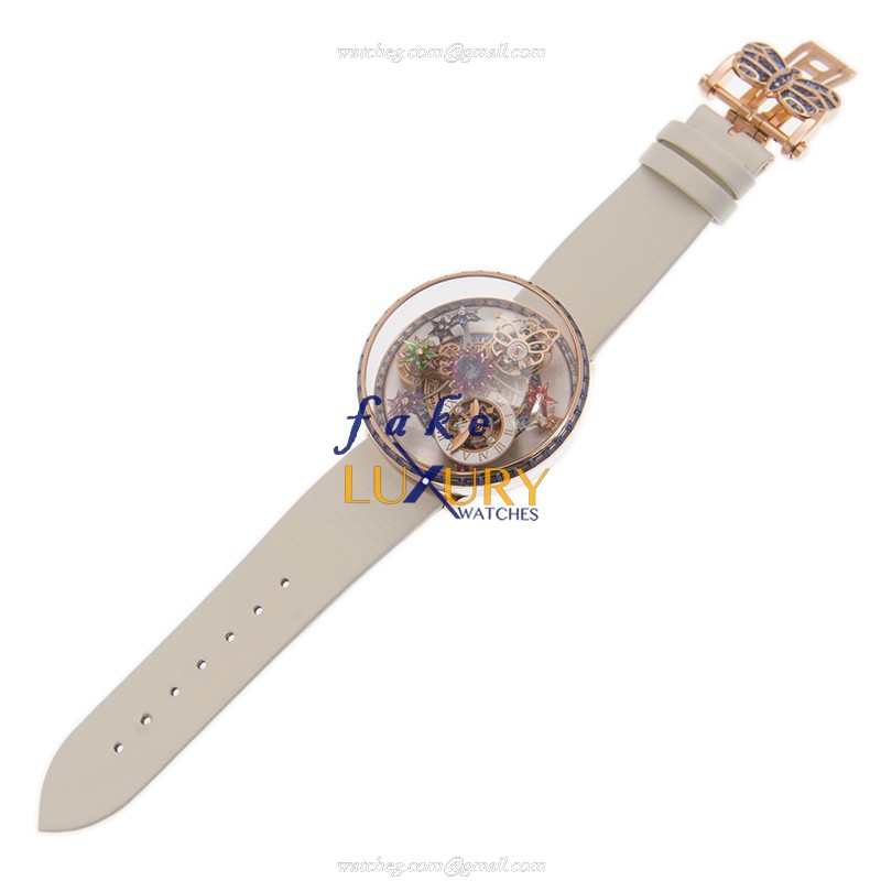 Jacob & Co AF321.40.BB.AB.ASB4A Manual Wind 18kt Rose Gold Sapphire Replica Watch, White Leather - Image 2
