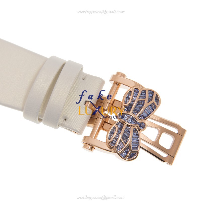 Jacob & Co AF321.40.BB.AB.ASB4A Manual Wind 18kt Rose Gold Sapphire Replica Watch, White Leather - Image 4