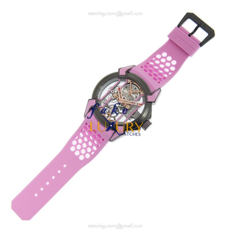 Jacob & Co EX100.21.PR.PB.ALO3A Manual Wind Titanium Replica Watch, 44mm, Transparent Skull Dial - Image 2