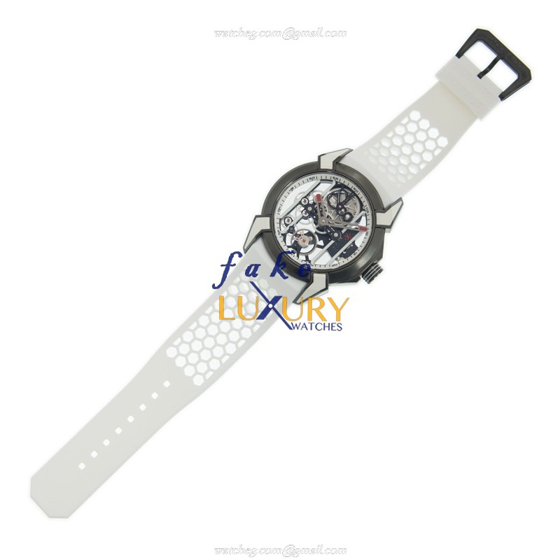Jacob & Co EX100.21.WR.WB.ABRU Epic X Automatic Steel 36mm Transparent Skull Dial White Rubber - Image 2