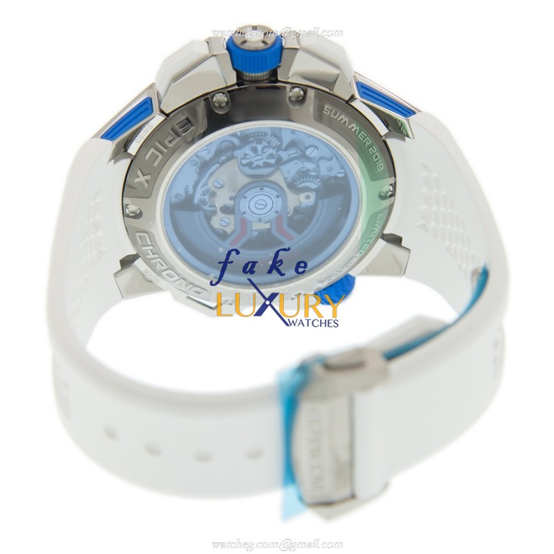 Jacob & Co EC313.20.PE.LL.GHB4D EPIC X CHRONO Auto Titanium Replica Watch - Blue Dial, White Rubber - Image 4